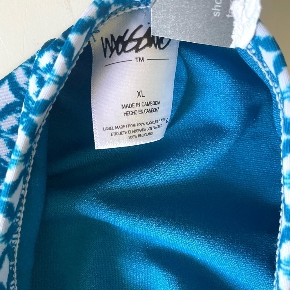 MOSSIMO teal print side lace hipster bikini bottom size XL - Picture 6 of 9